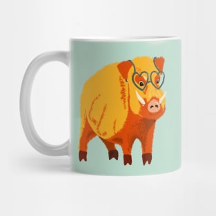 Cute Boar Pig With Glasses Mug